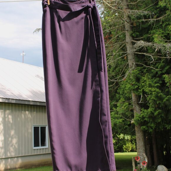 90s Le Chateau Purple Wrap Maxi Skirt Small / 25W - Picture 2 of 5